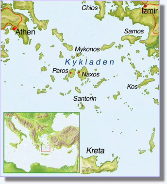 Santorin Lage in der gis